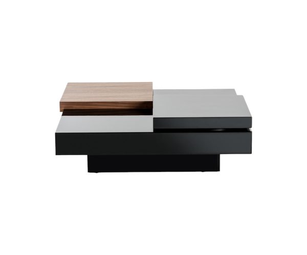 39" Black and Brown Wood Adjustable Square Block Coffee Table With Drawer - Image 3