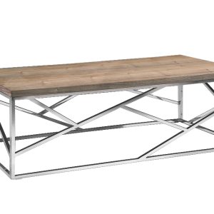 15" Walnut Veneer And Steel Coffee Table
