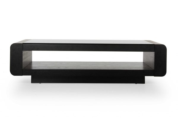 13" Black Oak Veneer And Glass Coffee Table - Image 3