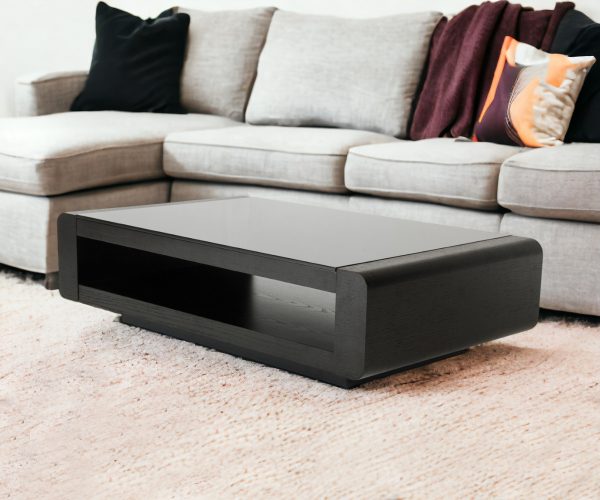 13" Black Oak Veneer And Glass Coffee Table - Image 2