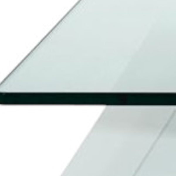39" Clear and White Glass And Wood Block Coffee Table With Shelf - Image 3