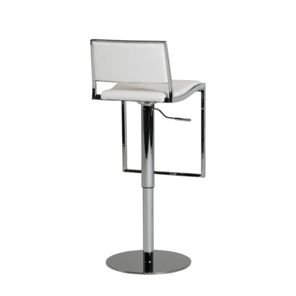 White Faux Leather Low Back Adjustable Height Bar Chair - Image 3