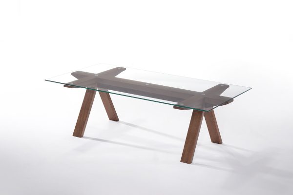 16" Walnut Wood And Glass Coffee Table - Image 3