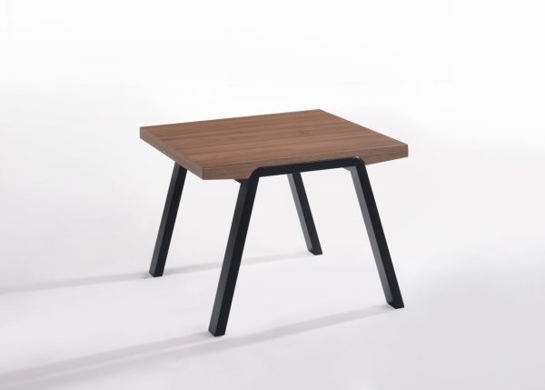 24" Walnut Wood And Black Metal End Table - Image 3
