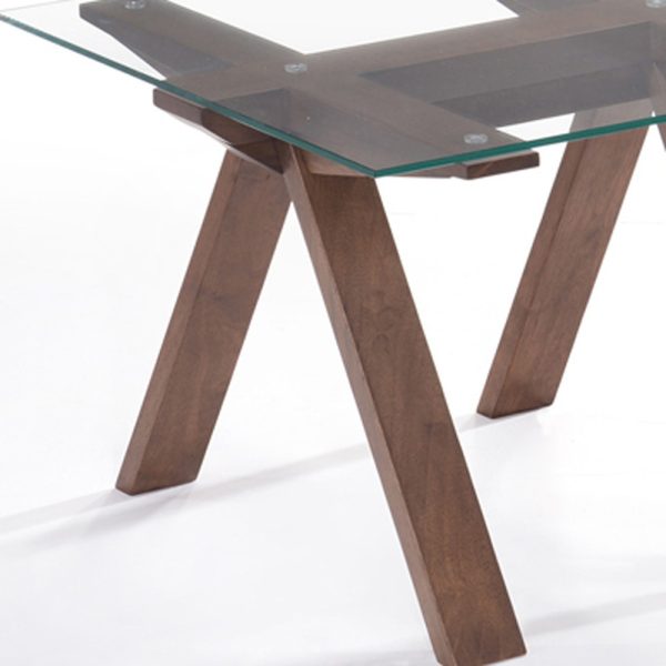 19" Walnut Wood And Glass End Table - Image 3