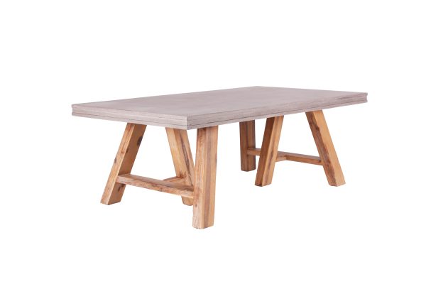 18" Concrete And Solid Acacia Wood Coffee Table - Image 3