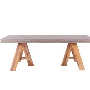 18" Concrete And Solid Acacia Wood Coffee Table