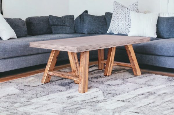 18" Concrete And Solid Acacia Wood Coffee Table - Image 2