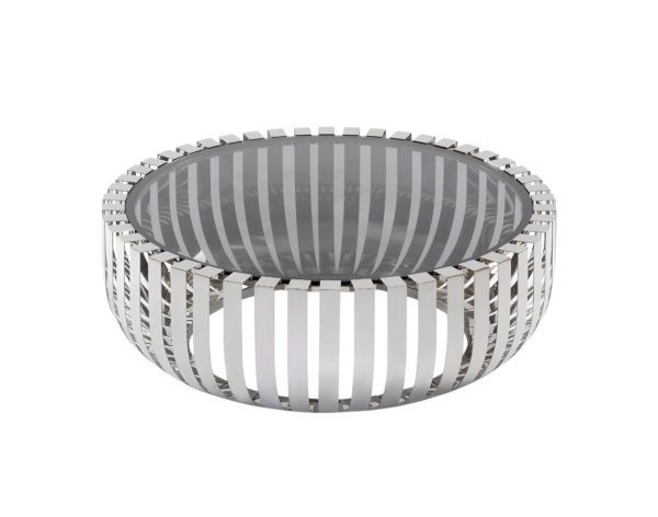 39" Clear and Silver Glass And Stainless Steel Round Abstract Coffee Table - Image 2