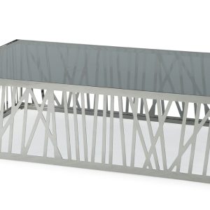 32" Glass And Stainless Steel Coffee Table