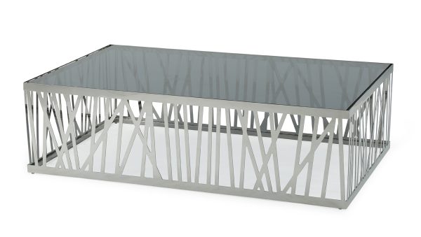 32" Glass And Stainless Steel Coffee Table