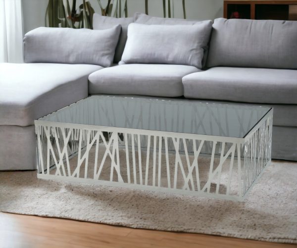 32" Glass And Stainless Steel Coffee Table - Image 2