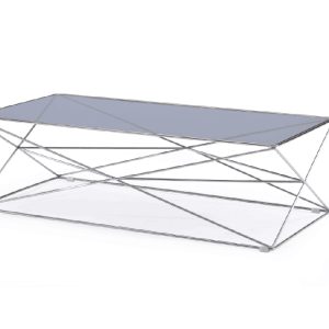 18" Smoked Glass And Stainless Steel Coffee Table