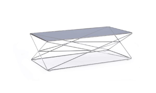 18" Smoked Glass And Stainless Steel Coffee Table - Image 3