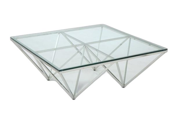 15" Glass And Stainless Coffee Table