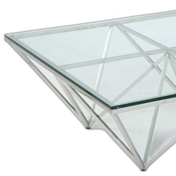 15" Glass And Stainless Coffee Table - Image 3