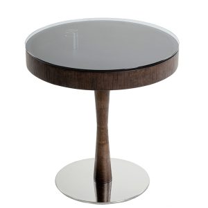 22" Brown Oak Veneer Round End Table