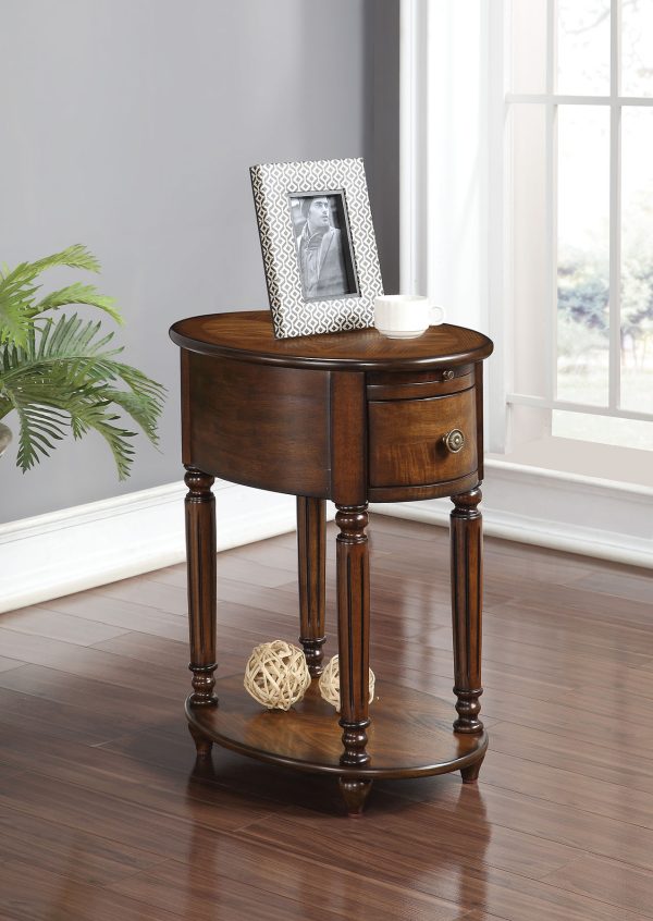 Dark Oak Finish Oval Side Or End Table - Image 3