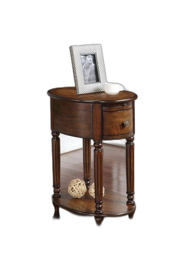 Dark Oak Finish Oval Side Or End Table