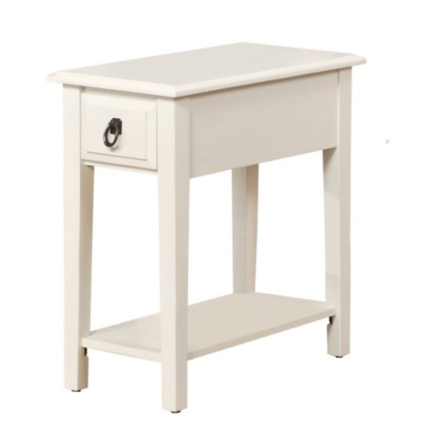 23" White Solid Wood End Table With Drawer And Shelf - Image 2