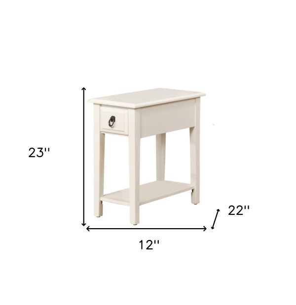 23" White Solid Wood End Table With Drawer And Shelf - Image 3