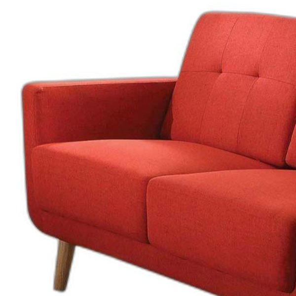 56" X 31" X 35" Red Linen Loveseat - Image 2
