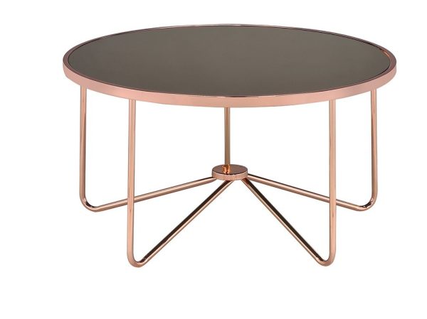 34" X 34" X 18" Smoky Glass And Rose Gold Coffee Table - Image 2