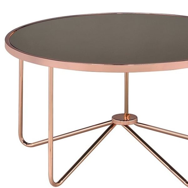 34" X 34" X 18" Smoky Glass And Rose Gold Coffee Table - Image 3