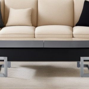 47" Black and Silver Wood And Iron Lift Top Sled Coffee Table