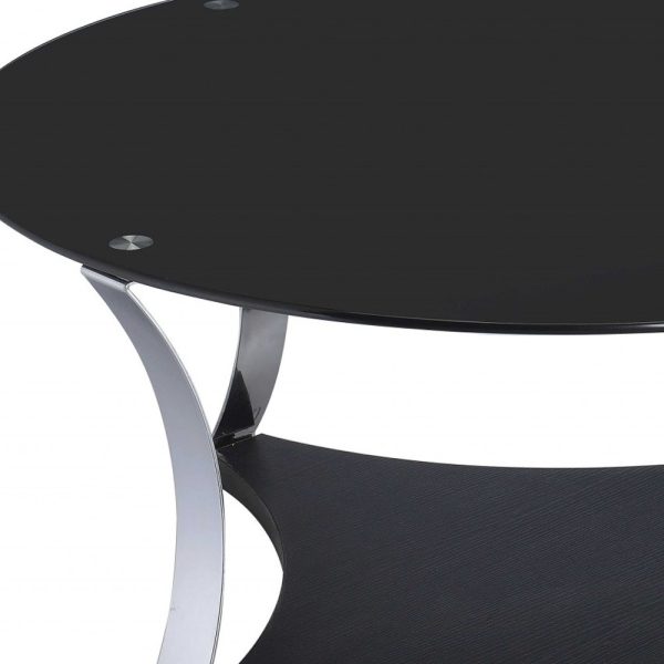 35" X 35" X 16" Black Glass And Chrome Coffee Table - Image 3