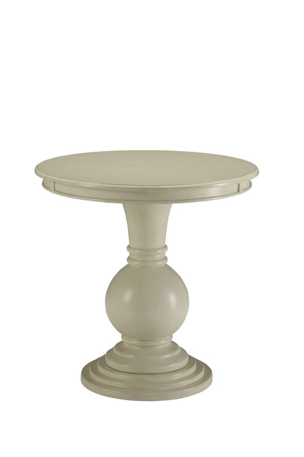 26" White Solid And Manufactured Wood Round End Table - Image 2