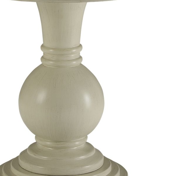 26" White Solid And Manufactured Wood Round End Table - Image 3