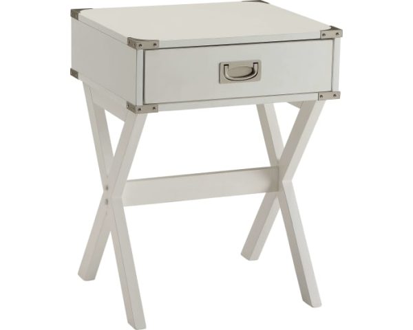 Modern White X Shape Wooden Storage End Table - Image 2