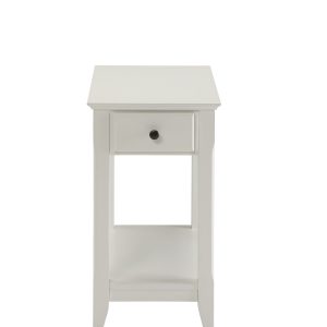 23" White Solid and Manufactured Wood End Table With Drawer And Shelf