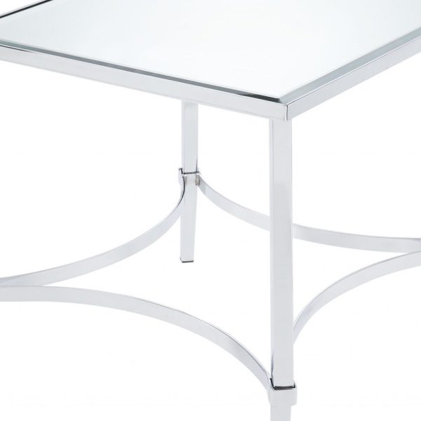 24" Chrome And Glass Glass Square Mirrored End Table - Image 3