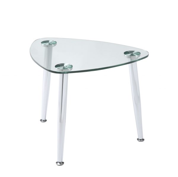 30" Silver And Clear Glass End Table