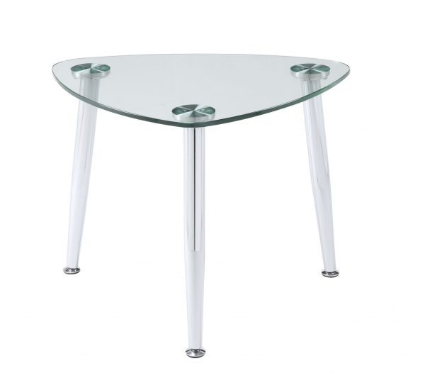 30" Silver And Clear Glass End Table - Image 3