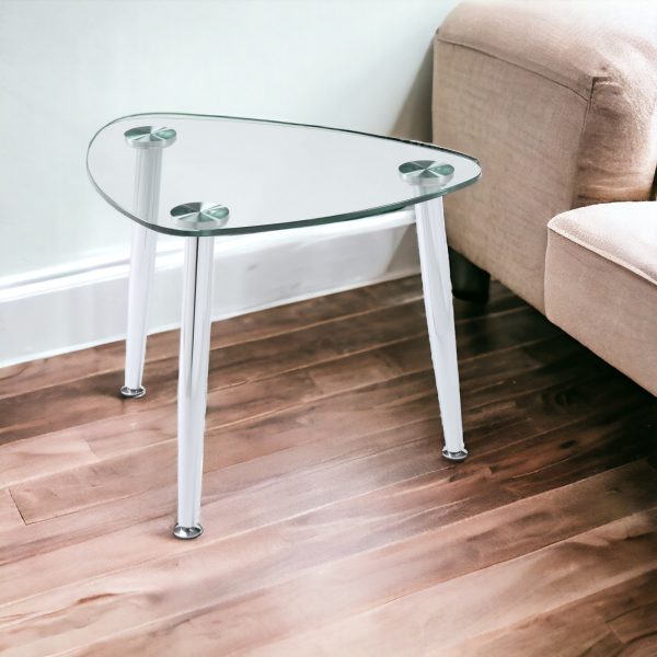 30" Silver And Clear Glass End Table - Image 2