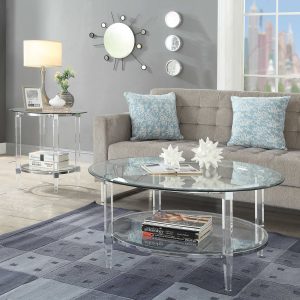 38" X 38" X 18" Clear Acrylic Chrome And Clear Glass Coffee Table