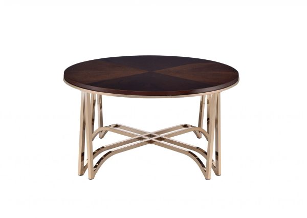 36" X 36" X 18" Walnut And Champagne Coffee Table - Image 2