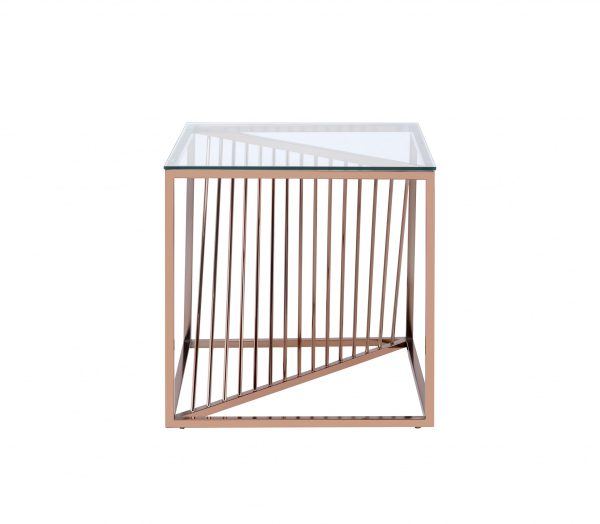 24" X 24" X 24" Brushed Copper And Clear Glass End Table - Image 2