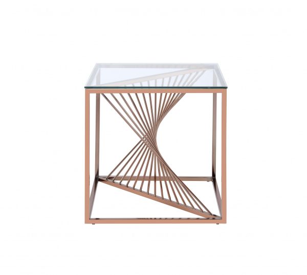 24" X 24" X 24" Brushed Copper And Clear Glass End Table - Image 3
