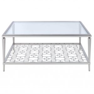 40" X 40" X 18" Nickel  Clear Glass Coffee Table