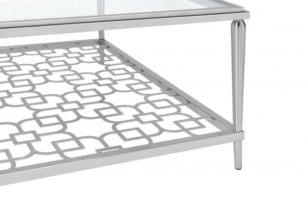 40" X 40" X 18" Nickel  Clear Glass Coffee Table - Image 2