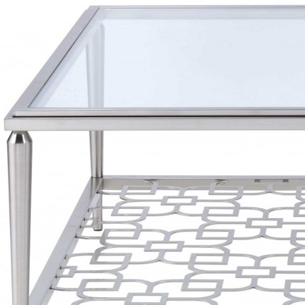 40" X 40" X 18" Nickel  Clear Glass Coffee Table - Image 3