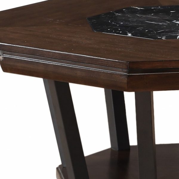 38" X 38" X 18" Black Marble And Tobacco Coffee Table - Image 2