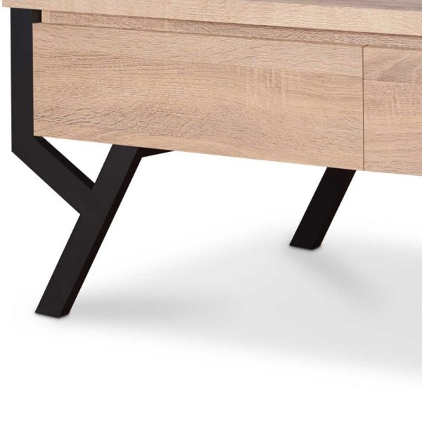 47" X 24" X 17" Natural And Black Particle Board Coffee Table - Image 3