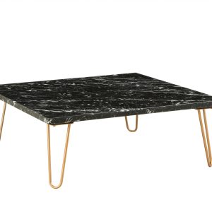 40" X 40" X 15" Marble And Gold Coffee Table