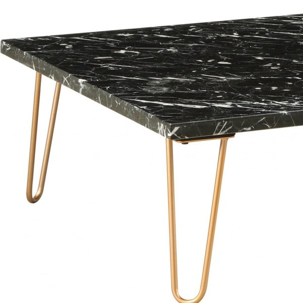 40" X 40" X 15" Marble And Gold Coffee Table - Image 3