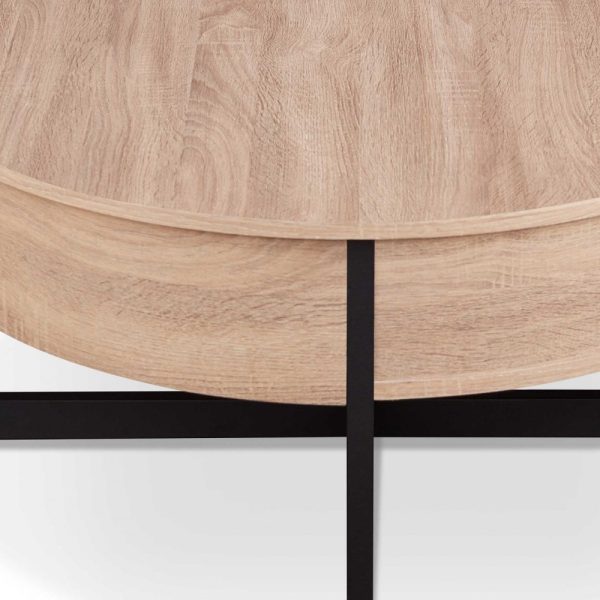 35" X 35" X 16" Natural And Black Particle Board Coffee Table - Image 3